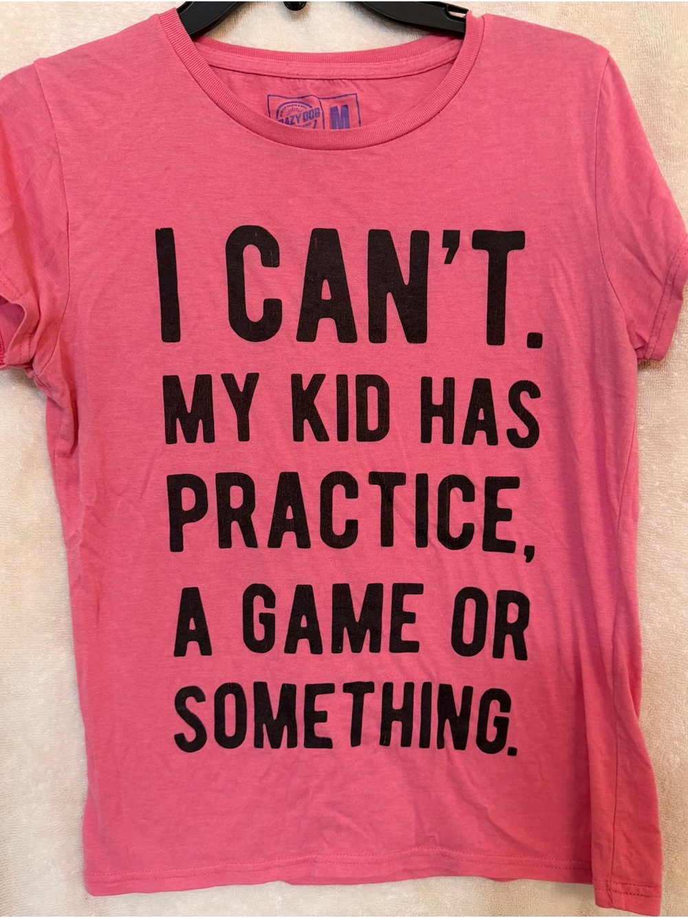 I Can't My Kid Has Practice Pink Graphic Tee